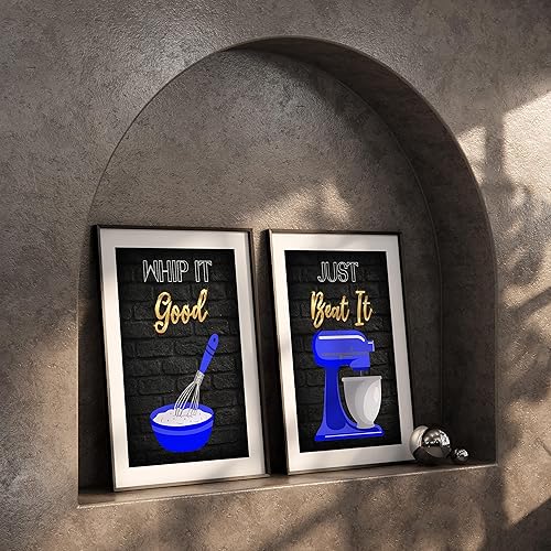 Miniatura 6 de Set of 4 80s Retro Music Hit Songs  Funny Sayings, Puns, and Quotes Sign Wall Art Prints for Kitchen, Dining, Cafe, Restaurant Decor (Blue, 8 x 10