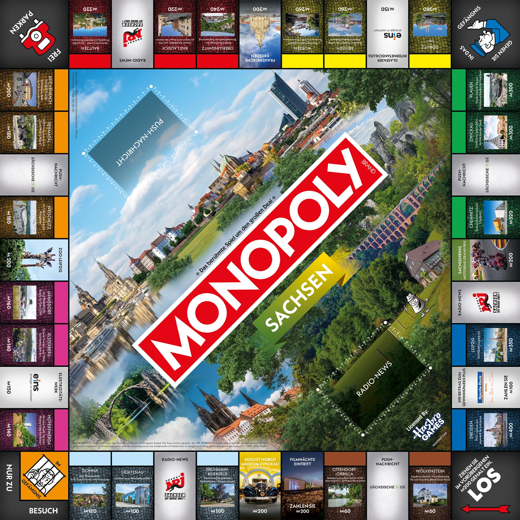 Monopoly Sachsen – Offizielle Regional-Edition von Winning Moves | Brettspiel mit Orten & Highlights aus dem Freistaat | Familienspiel ab 8 Jahren | Geschenkidee & Souvenir