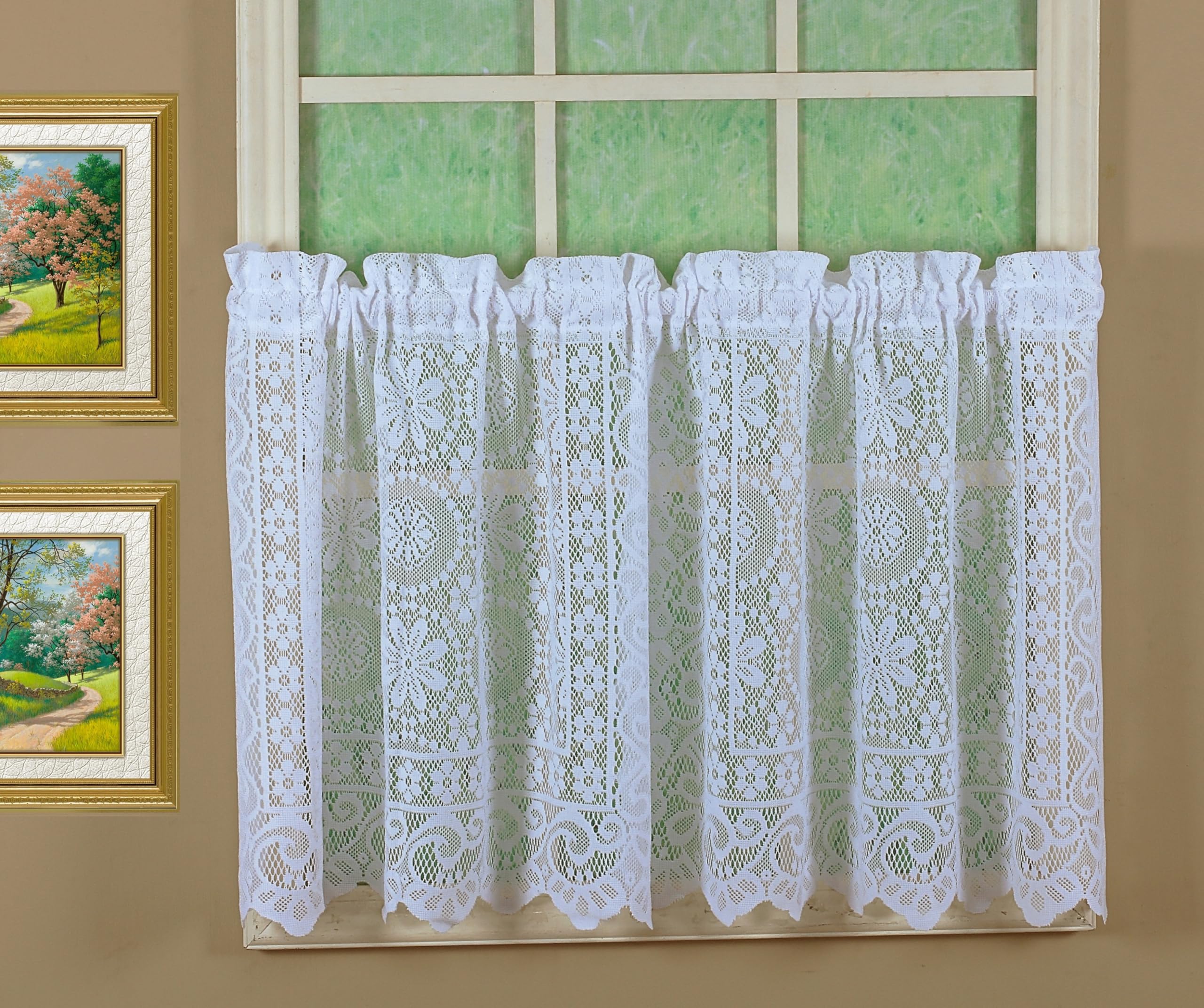 Today's Curtain Hopewell Premium Lace Tier 36", White, 58W x 36L