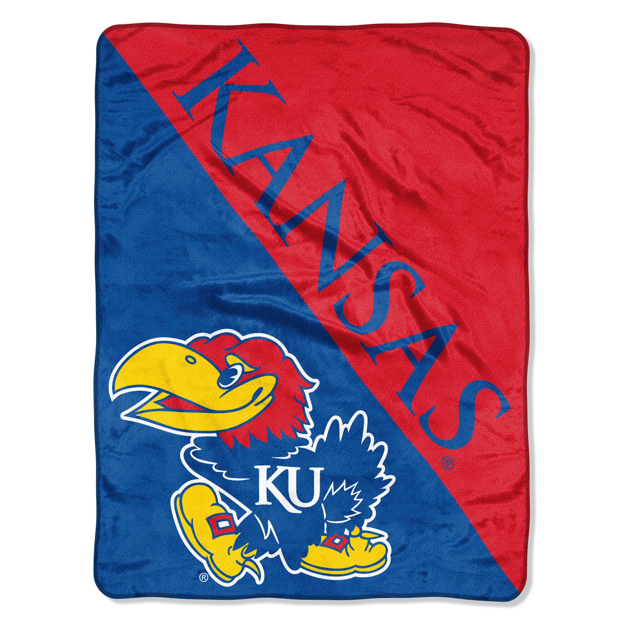 Northwest NCAA Kansas Jayhawks Unisex-Adult Micro Raschel Throw Blanket, 46" x 60", Halftone