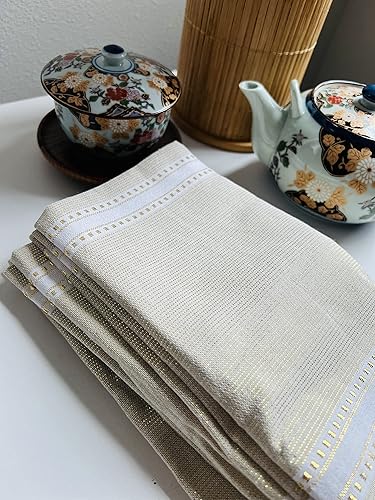 Miniatura 4 de Juego de 12 servilletas de cena, color pastel, dorado, para cocina y mesa, de lino, ecológicas, servilletas de algodón, lavables de tela,