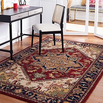 SAFAVIEH Area Rug 5x8 - Heritage Collection - Red, Handmade Wool, Traditional Oriental Medallion Design, Ideal for Living Room, Bedroom, Dining Space (HG625A)