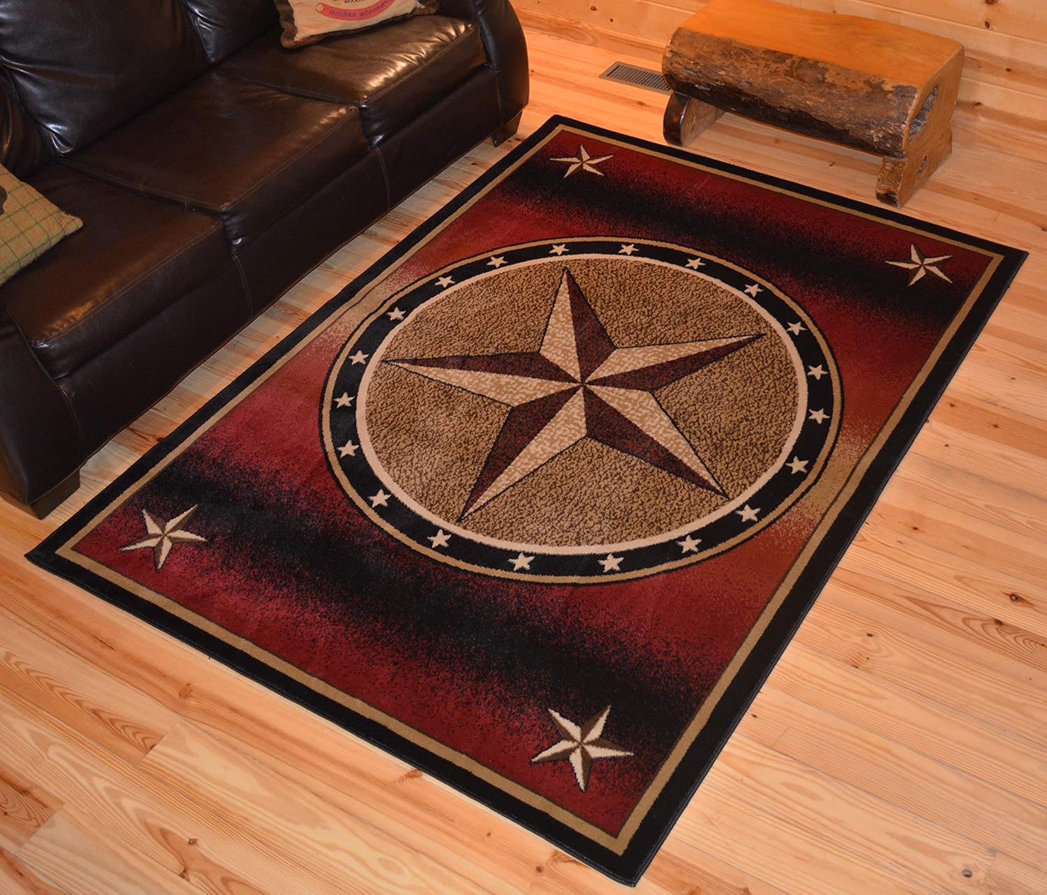 Western Lodge Red Star 8x10 Area Rug, 7'10x9'10