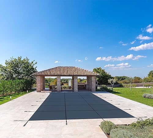 Vista 142 de WaterWarden Cubierta de seguridad sólida para alberca enterrada, cumple F1346 de la ASTM según UL, triple costura, con accesorios, 16 x 40 pies