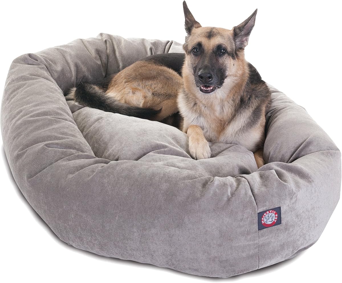 52 Inch Orthopedic Machine Washable Dog Bed for Large Sized Dogs, Waterproof Durable Donut Cushion with Spine Support, Calming Pet Bed Furniture Grade Crate Pad Mat