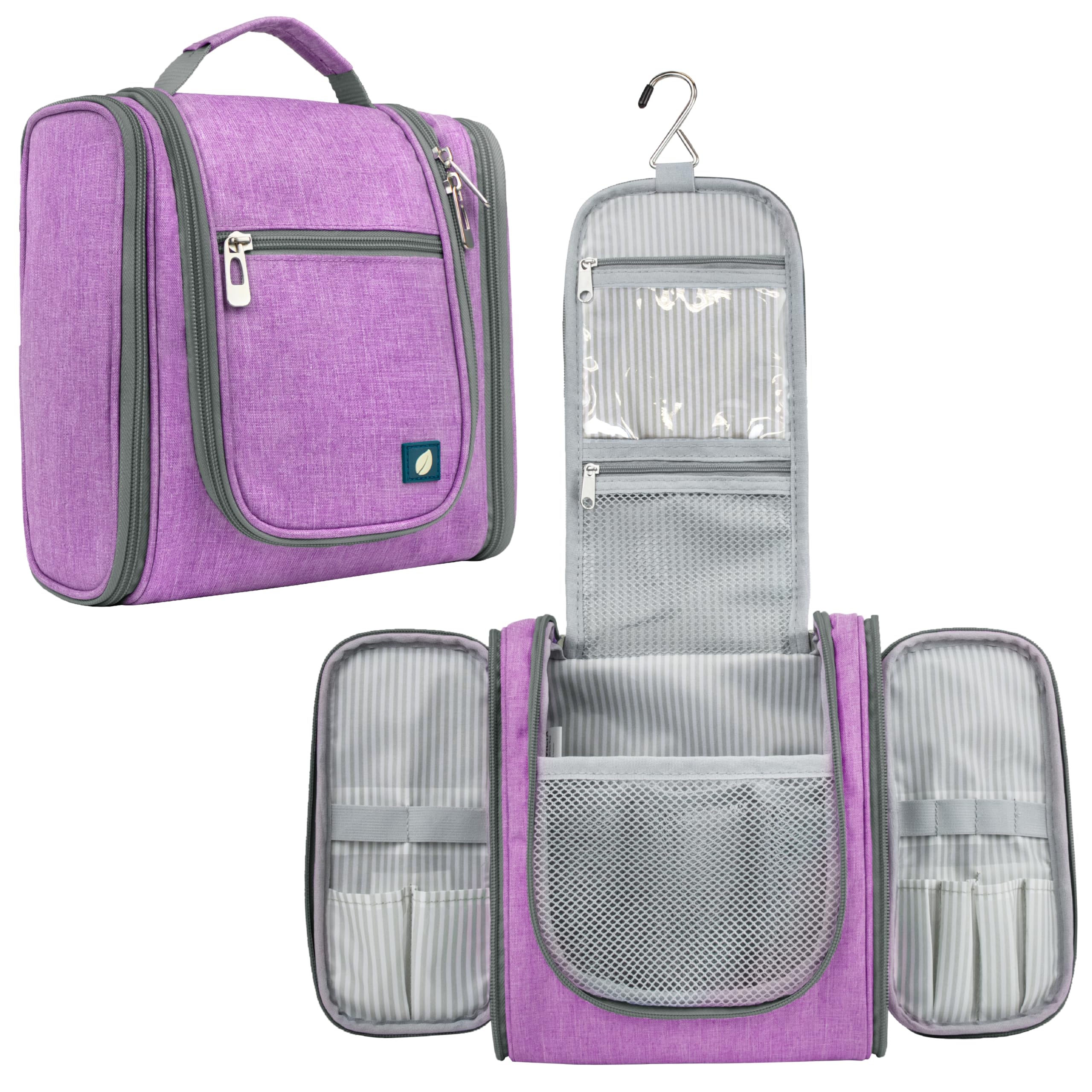 PAVILIA Toiletry Bag Travel Bag for Women Men, Hanging Cosmetic Organizer, Water Resistant Makeup Bag for Accessories Toiletries, Large Travel