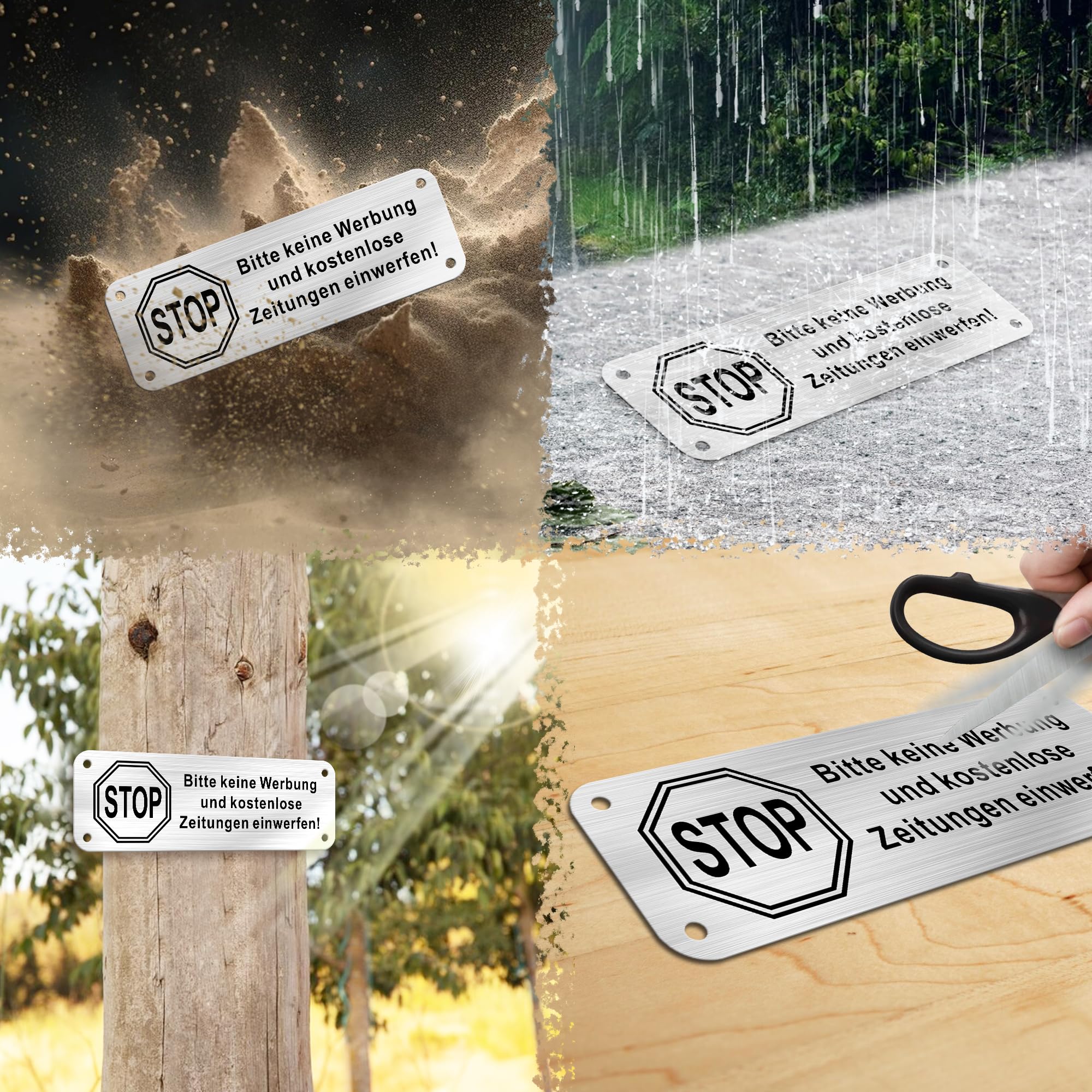 4 Cartelli Pubblicitari 'No Pubblicità' Per Cassetta Postale - 15x5 Cm - Adesivi In Alluminio Antiruggine - 2