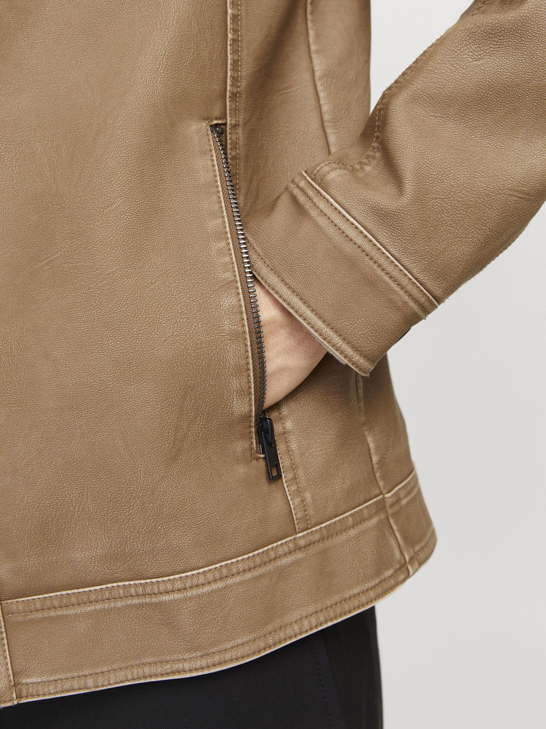 Jack & Jones Męska kurtka Jjewarner Washed Pu Jacket Noos, Safari, xx_l, safari, xx_l