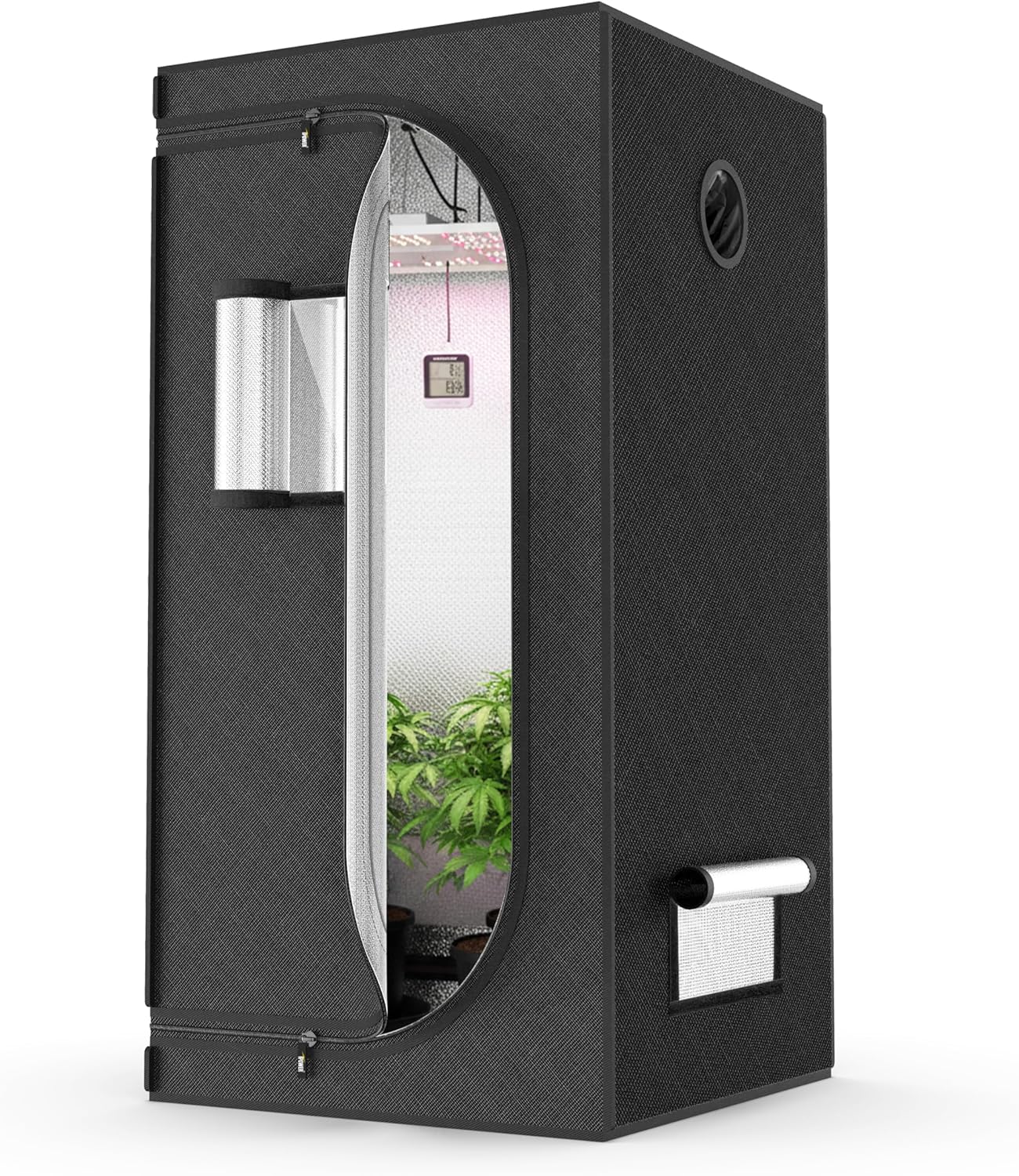 iPower 32" x 32" x 63" Hydroponic Water-Resistant Grow Tent, Removable Floor Tray and Tool Bag, with Observation Window, for Indoor Plant Seedling, Propagation, Blossom, Black
