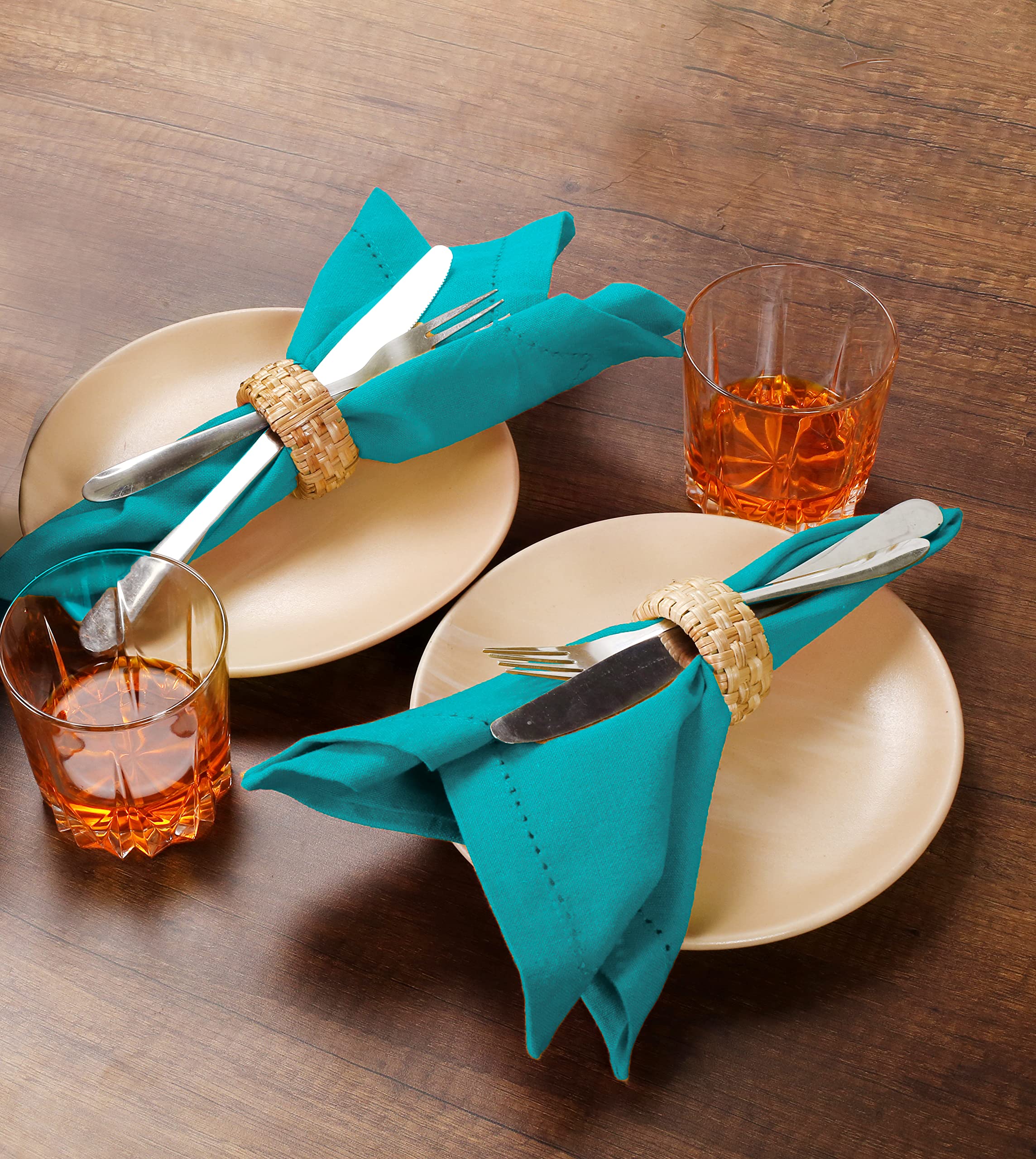 Lot De 12 Serviettes En Tissu 100 % Coton – Ourlet à Jour