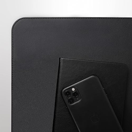 Miniatura 5 de Vine Creations Protector de escritorio de cuero, antideslizante, 32 x 17 pulgadas, alfombrilla de escritorio de oficina (negro)