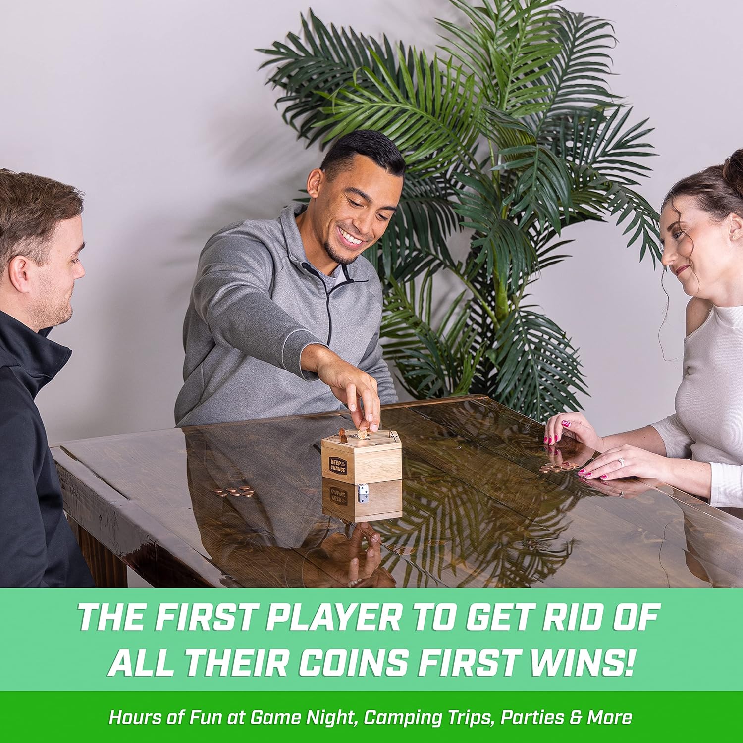 GoSports Keep The Change - Tabletop Coin Drop Dice Game, Includes 2 Dice and Game Rules
