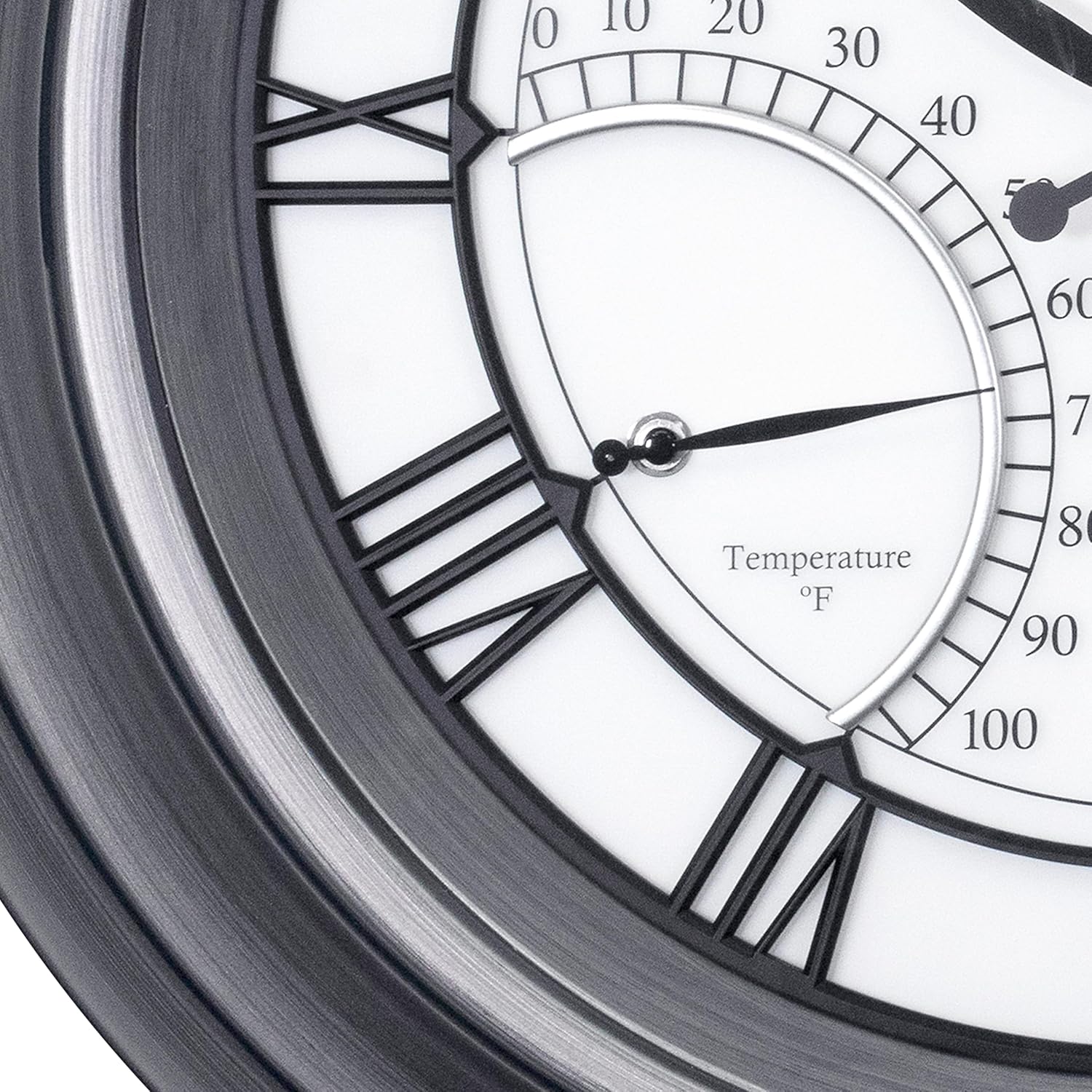 AcuRite 24” Illuminated LED Large Outdoor Decorative Clock with Thermometer and Hygrometer Combo (75026M), Pewter