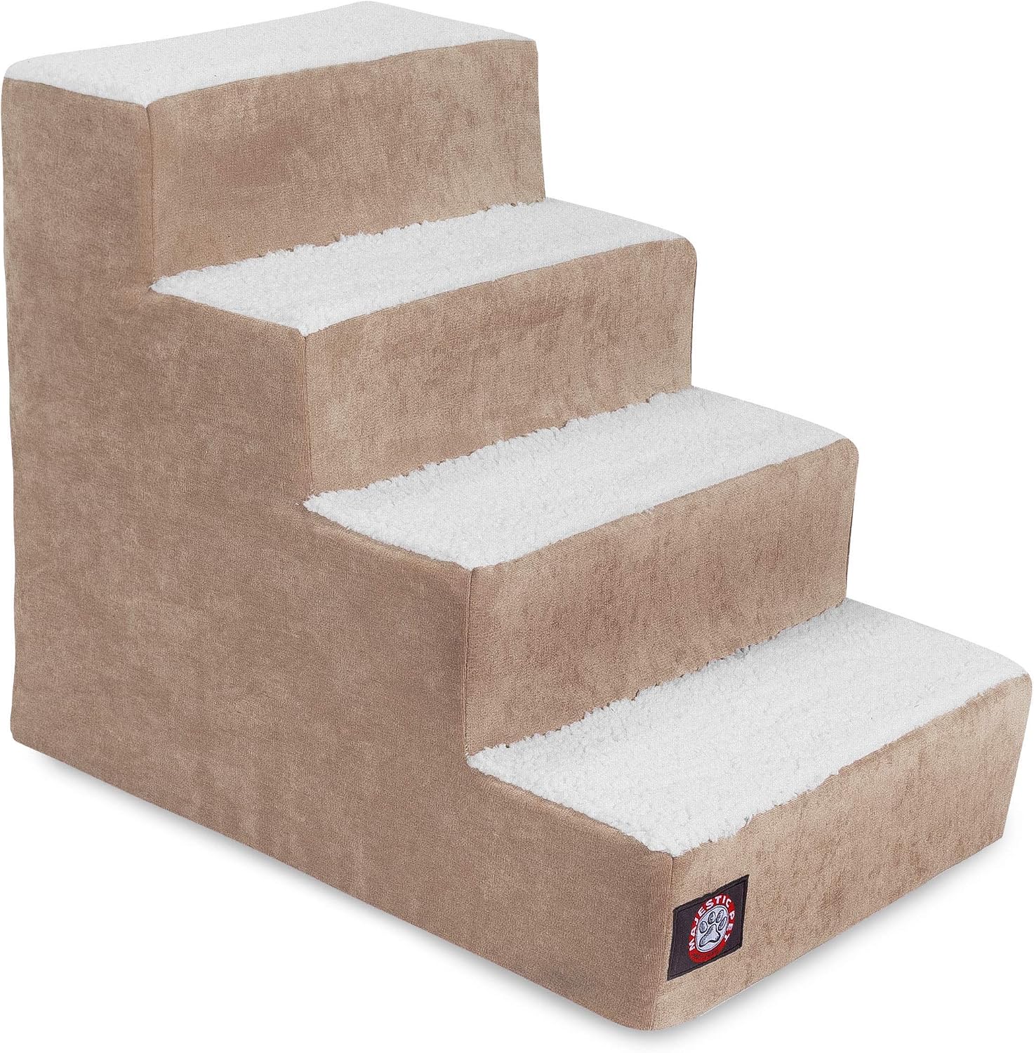 Majestic Pet Portable Pet Stairs | Soft Sherpa Steps Foam Feeling | Steps for Dogs & Cats | Dog & Cat Ramp | Perfect for Bed & Sofa | Indoor Only | Max Weight: up to 250 Lbs 78899500212, Pearl
