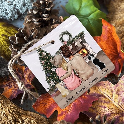 Miniatura 49 de Bonitos adornos personalizados para parejas con retrato, adorno personalizado para árbol de Navidad con nombre de mascota, perro, gato, raza, regalo