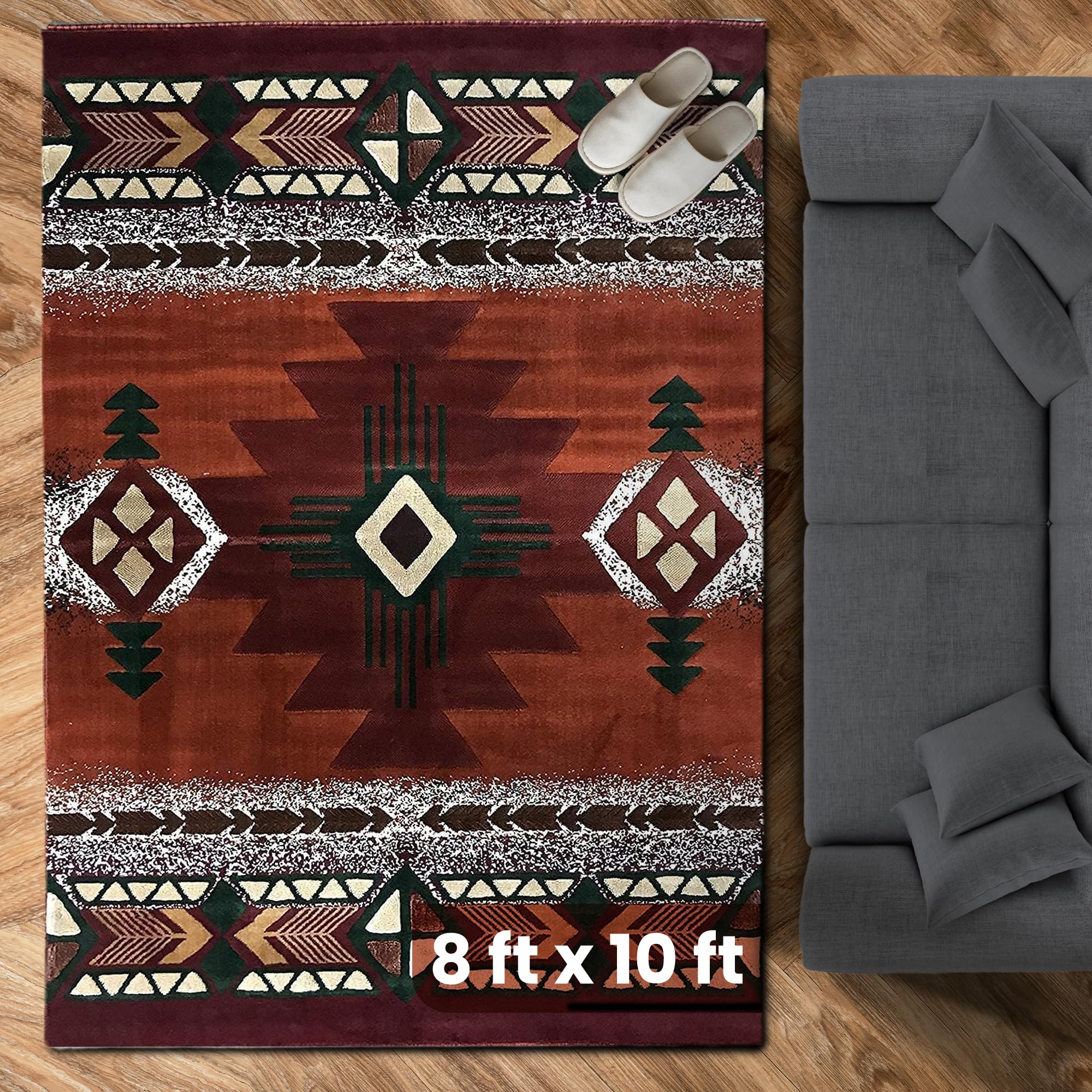 YHSF South West Native American Area Rug C318 - Easy Clean, Thick, Soft, Durable Native Tribal American Indian Inspired Rug for Bedroom/Living Room