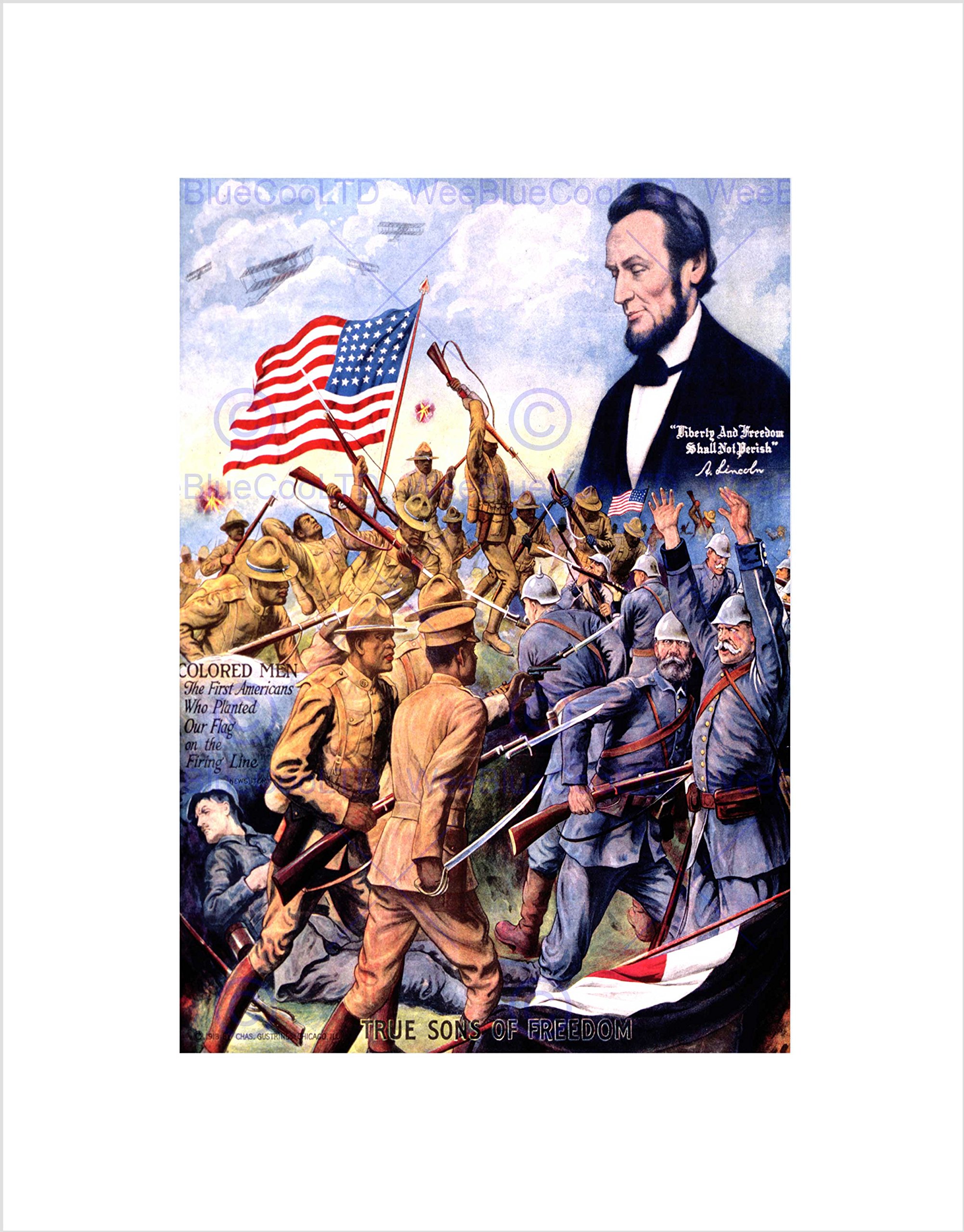 Wee Blue Coo WWI MILITARY AFRICAN AMERICAN LINCOLN GERMAN SOLDIER WAR FRAMED PRINT B12X11197