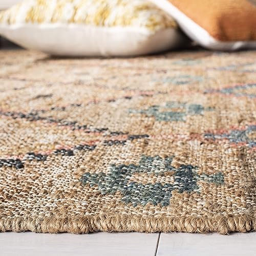 Miniatura 6 de SAFAVIEH Kilim Collection - Alfombra de área de 5 x 8 pies, natural y azul, hecha a mano marroquí de yute y algodón, ideal para zonas de alto