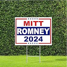DesignThatSign Mitt Romney 2024 Red White & Blue Republican Party Yard Sign with Metal H Stake
