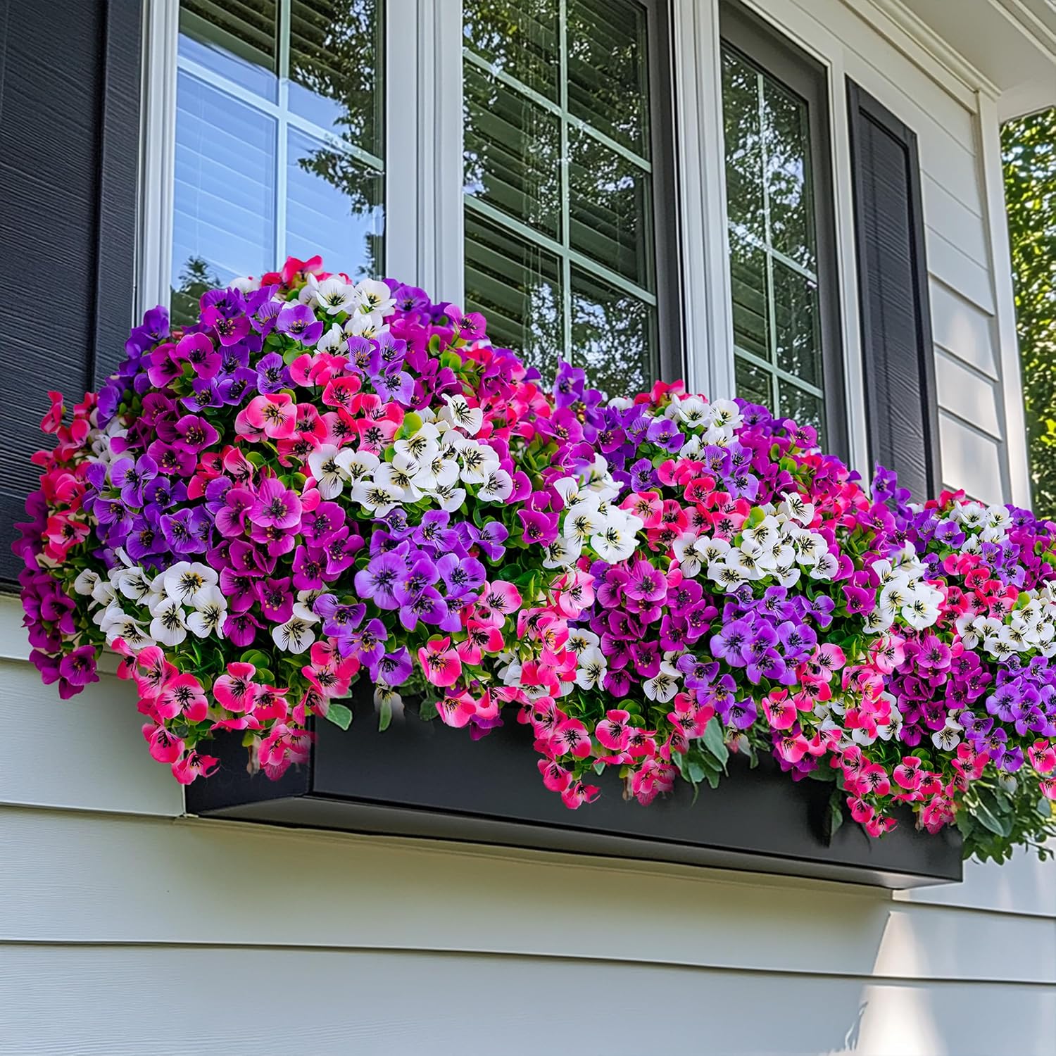 Artificial Flowers Outdoor Shrubs - 16 Bundles Fake Plants UV Resistant No Fade Faux Plastic Greenery Home Garden Porch Patio Decoration (1, Multi 16-4) - Image 4