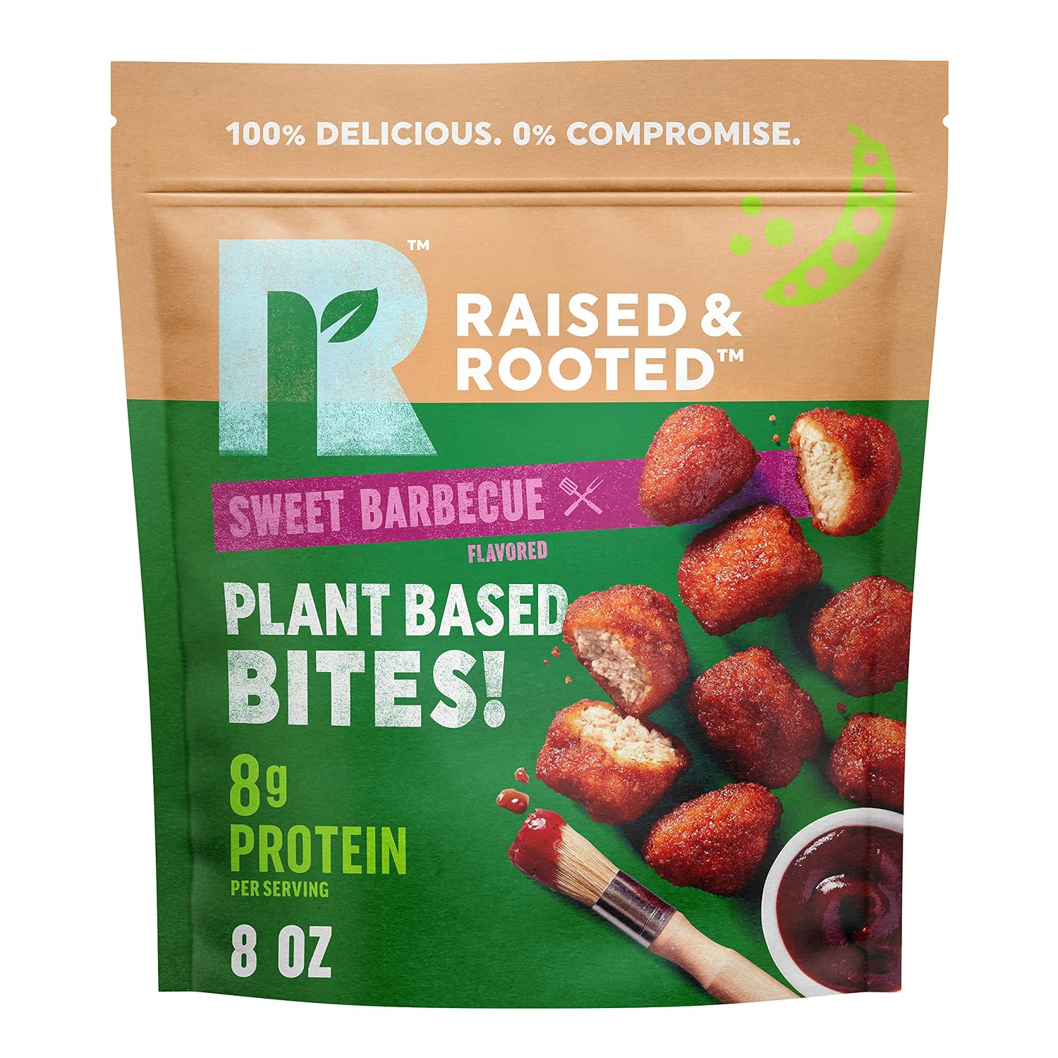 Raised & Rooted Plant Based Sweet Barbeque Flavor Bites, 8 Oz Pouch
