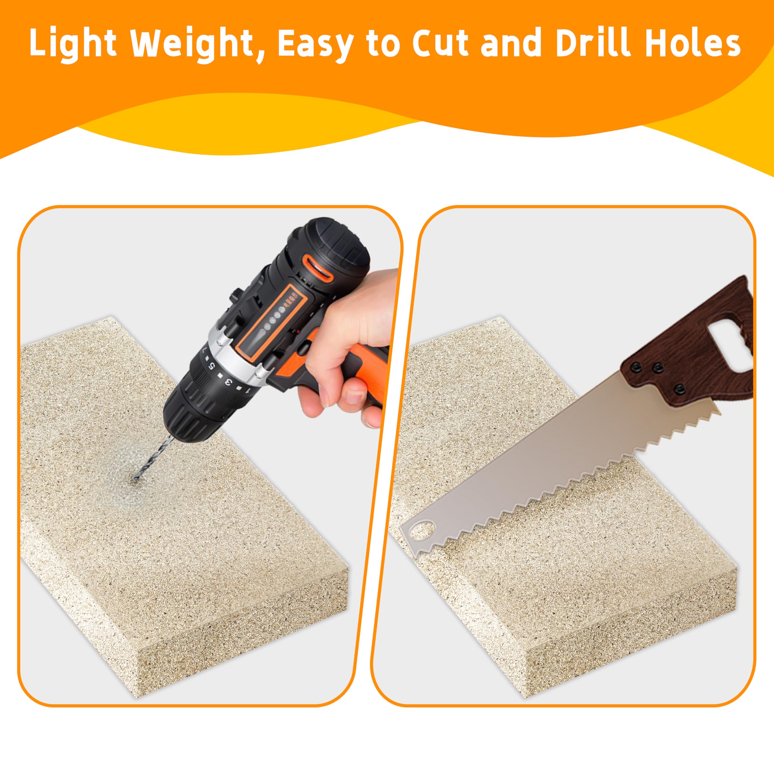 Ladrillos refractarios, ladrillos refractarios para estufa de leña, ladrillos de vermiculita resistentes a altas temperaturas (2700 F), cortables y perforables, ideales para estufas de leña y