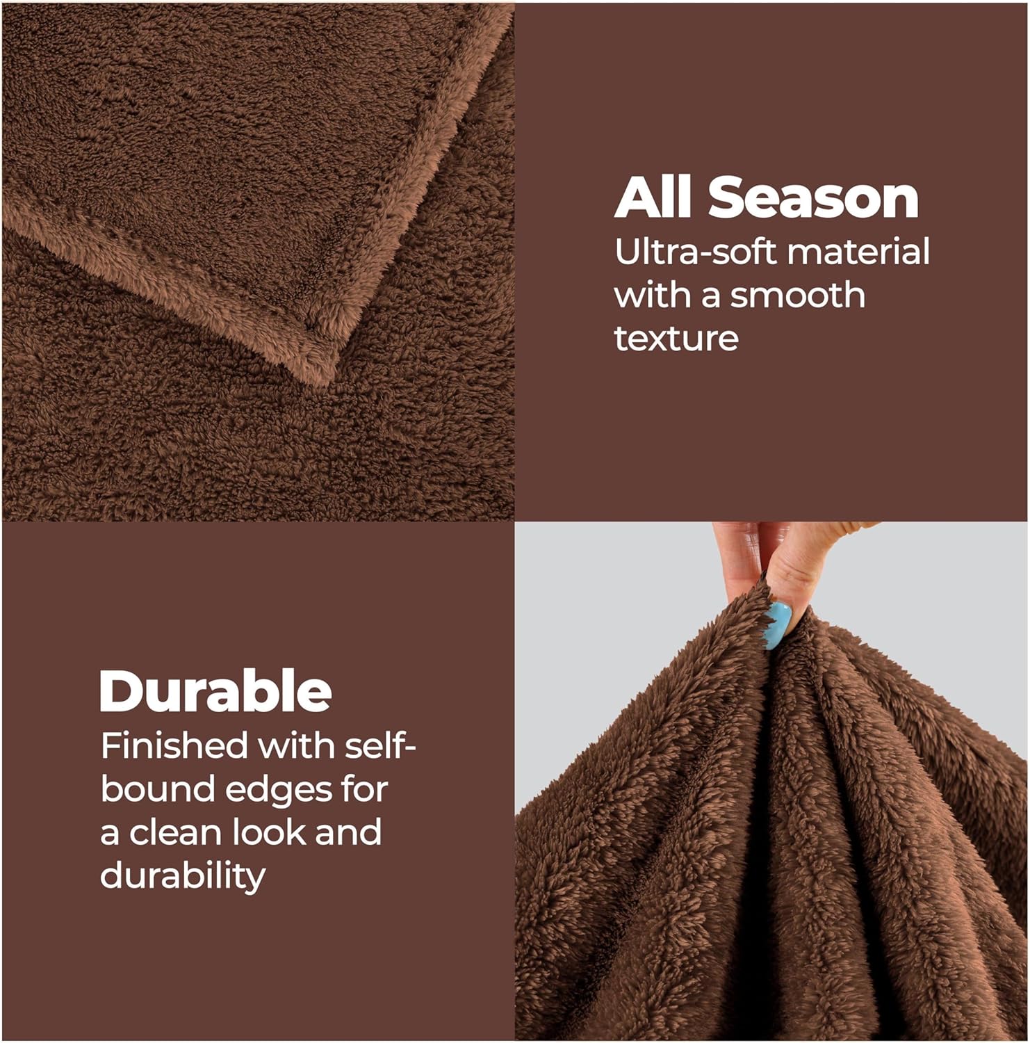 Superior Classic Solid Fleece Blanket, Thick, Cozy, Warm Blankets, Velvety Soft Plush Bedding and Sofa Throw, Cute Bedroom Decor, Fuzzy Cover, Medium Weight Comfort Essentials, King, Chocolate