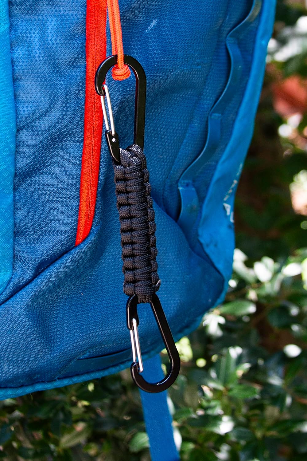 2 Pack Paracord Keychain Carabiner Clips, Heavy Duty Lanyard Hanger with Double Hooks for Stroller Holder, Bottle, Keys, Backpack, Tools