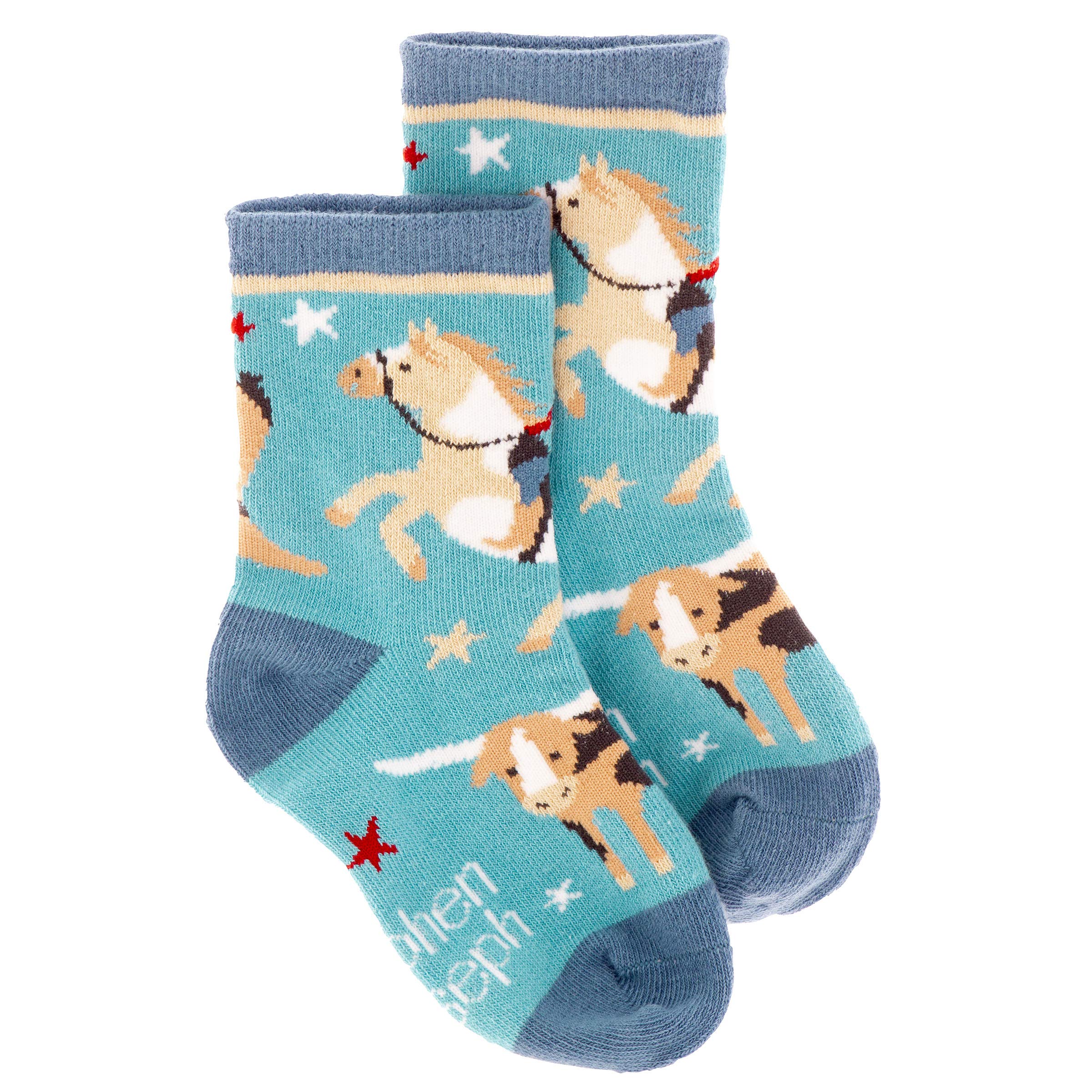 Stephen Joseph, Toddler Kids Boys Girls Unisex Non-Slip Fashion Cotton Crew Socks, Western, Large US