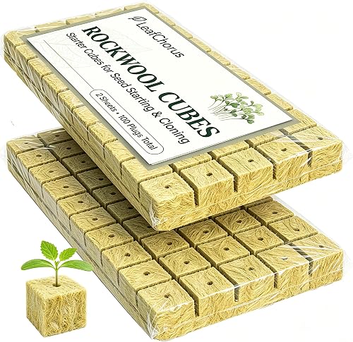 LeafChorus 1 Inch Rockwool Cubes 100 Pack, Hydroponic Seed Starter Plugs for Cloning and Cuttings LeafChorus 1 Inch Rockwool Cubes 100 Pack, Hydroponic Seed Starter Plugs for Cloning and Cuttings