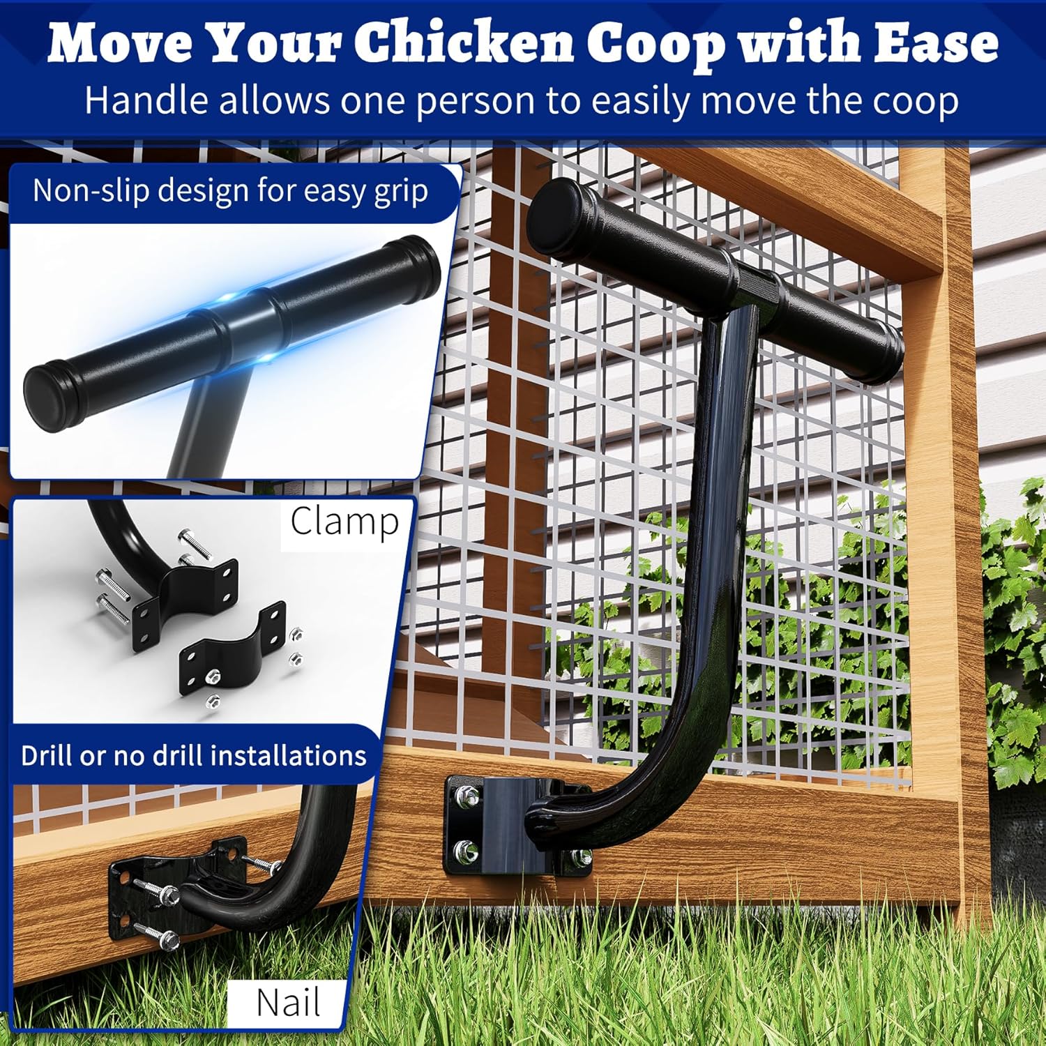 Mobile Chicken Coop Wheel Kit, Chicken Tractor Wheels and Lifting Handle, Chicken Cage Wheels for Portable Poultry Mobilization, Easy-Move Chicken Coop Accessories for Self Design