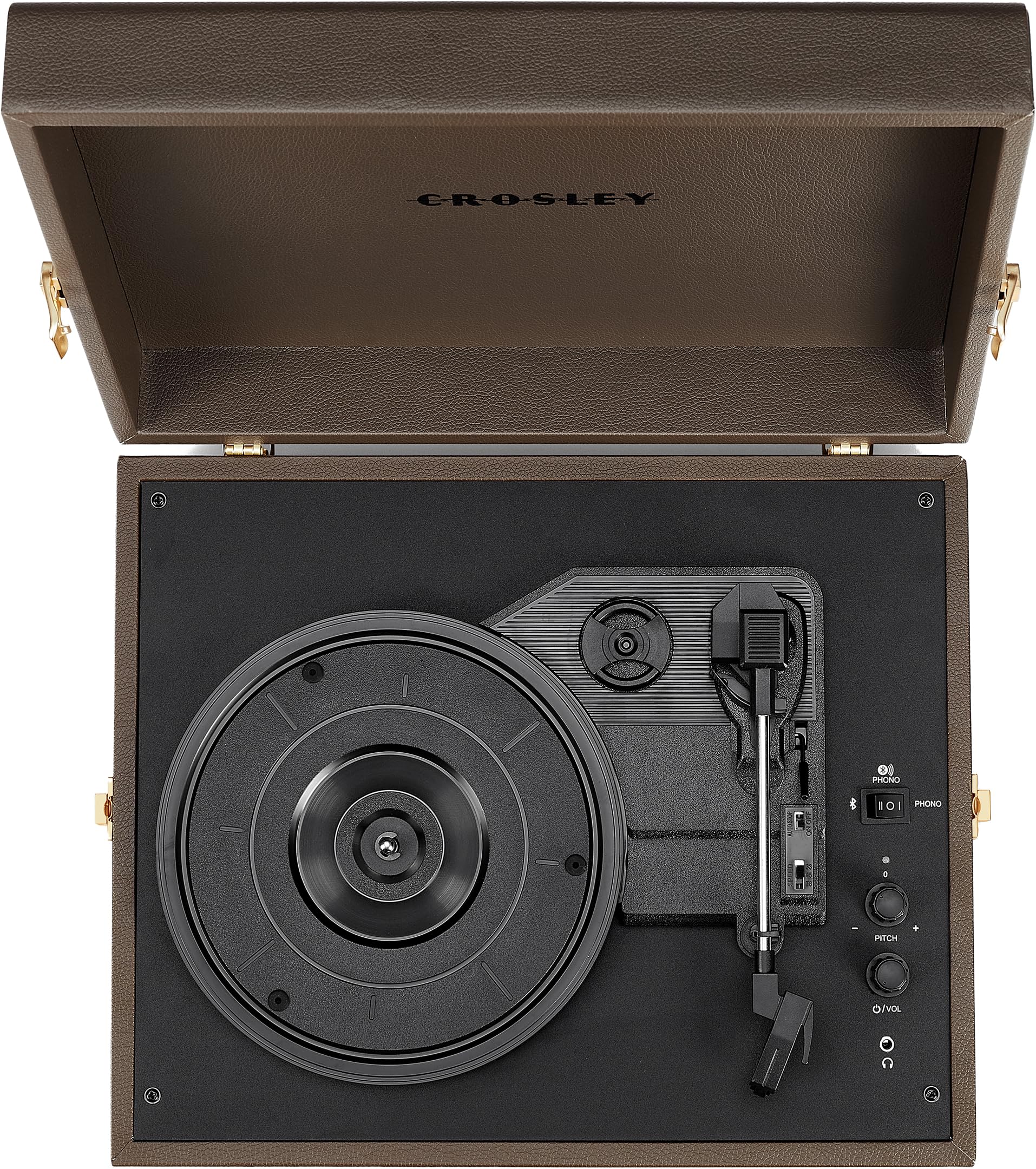 Crosley CR8017B-CO Voyager Tourne-Disque Portable Vintage en Vinyle avec Bluetooth in/Out et Haut-parleurs intégrés, Cacao