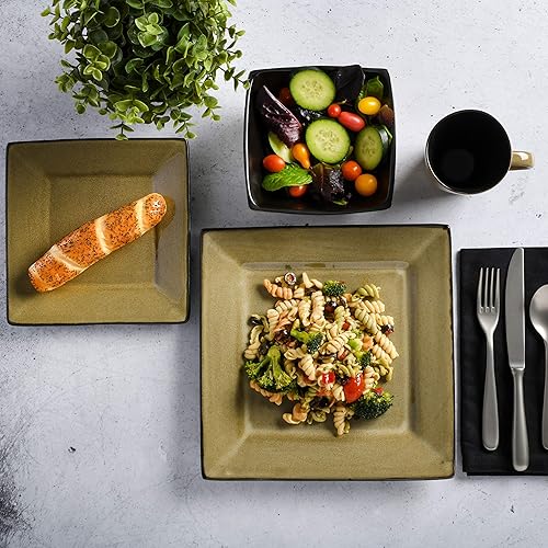 Miniatura 5 de Gibson Elite Kiesling - Juego de vajilla de 16 piezas, color gris pardo