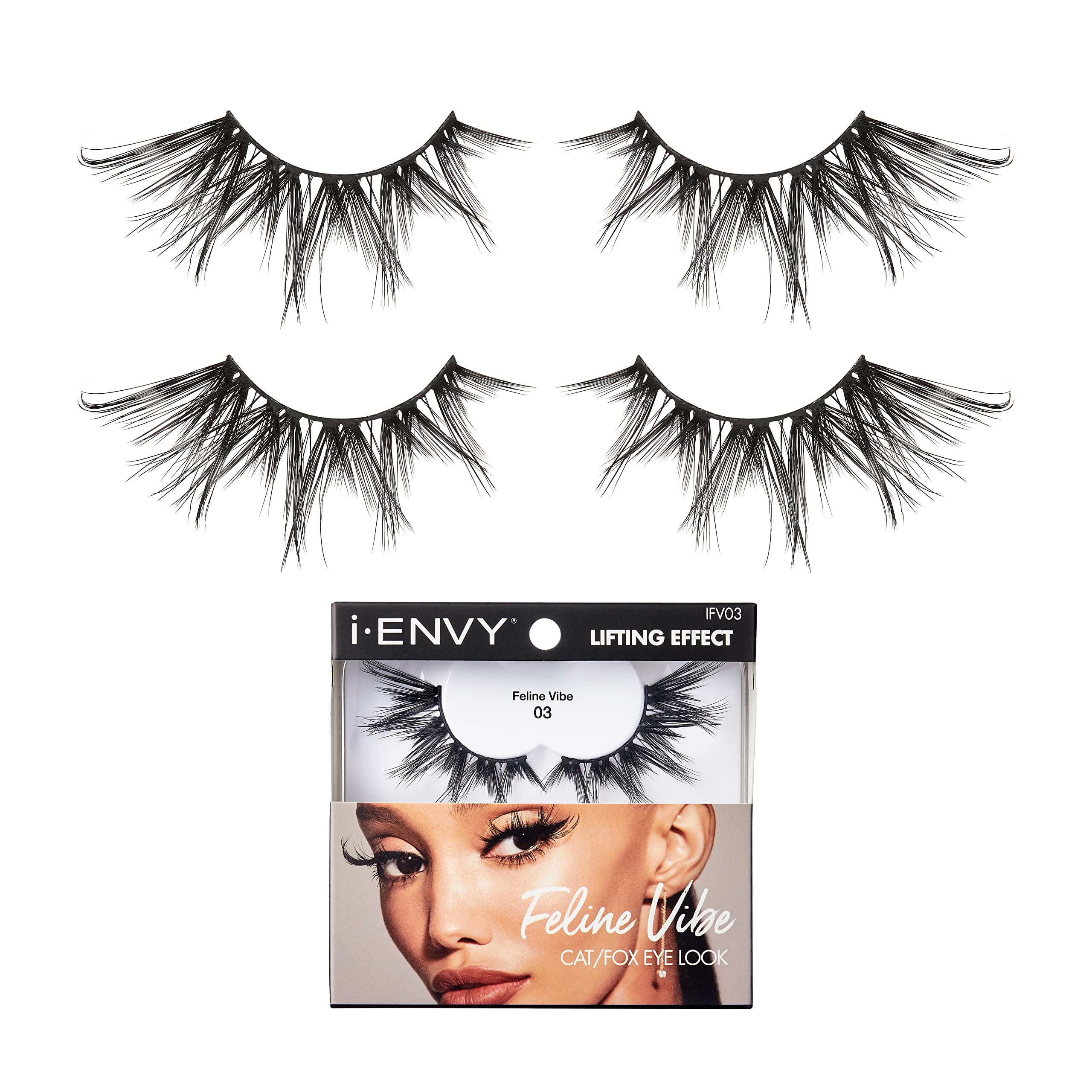I-ENVY2 Pairs False Eyelashes Feline Vibe Cat and Fox Eye Lifting Look, Dramatic Lashes (03)