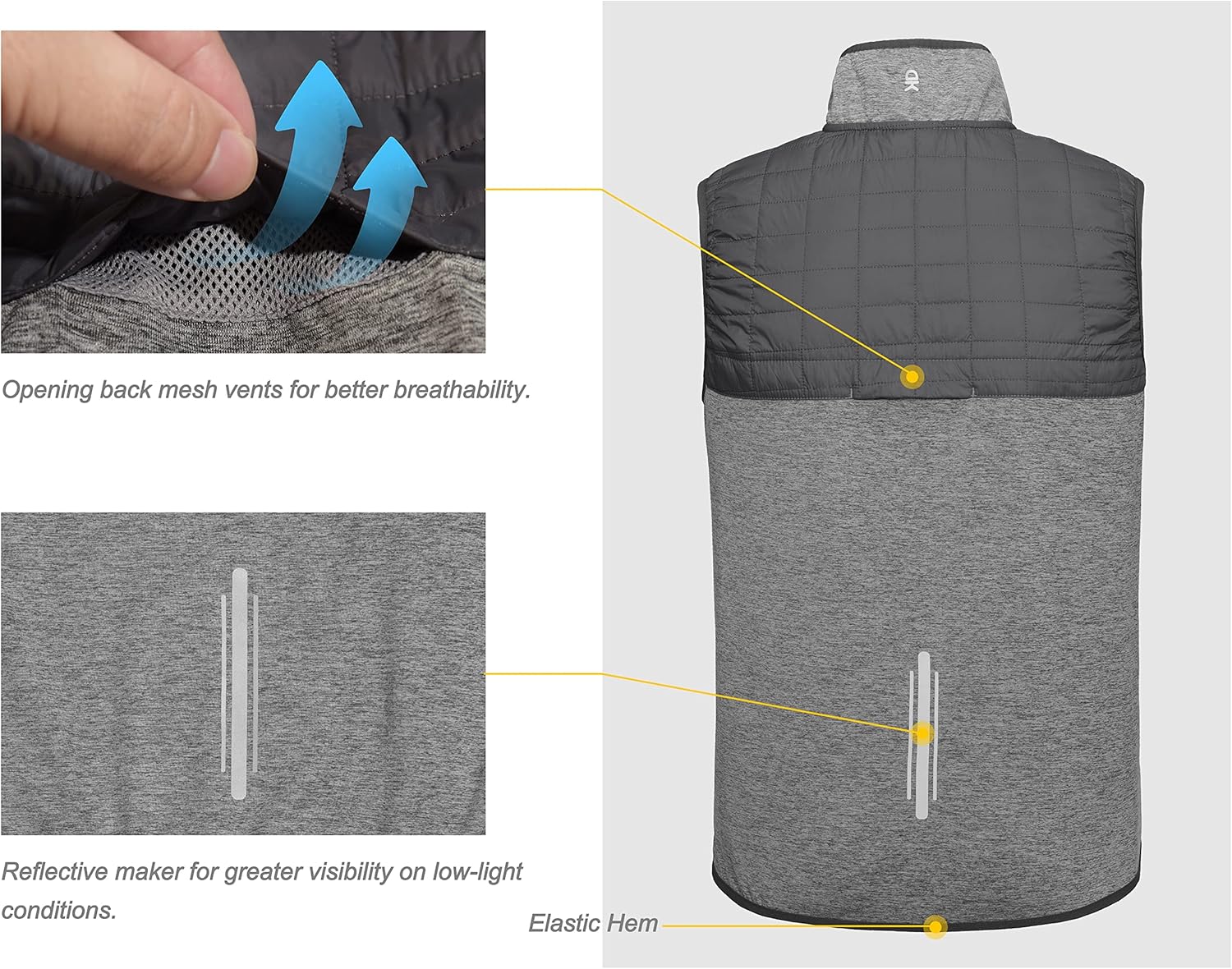 Little Donkey Andy Men's Lightweight Golf Vest Warm Outdoor Sleeveless Jacket for Hiking Travel Running Casual - Image 5