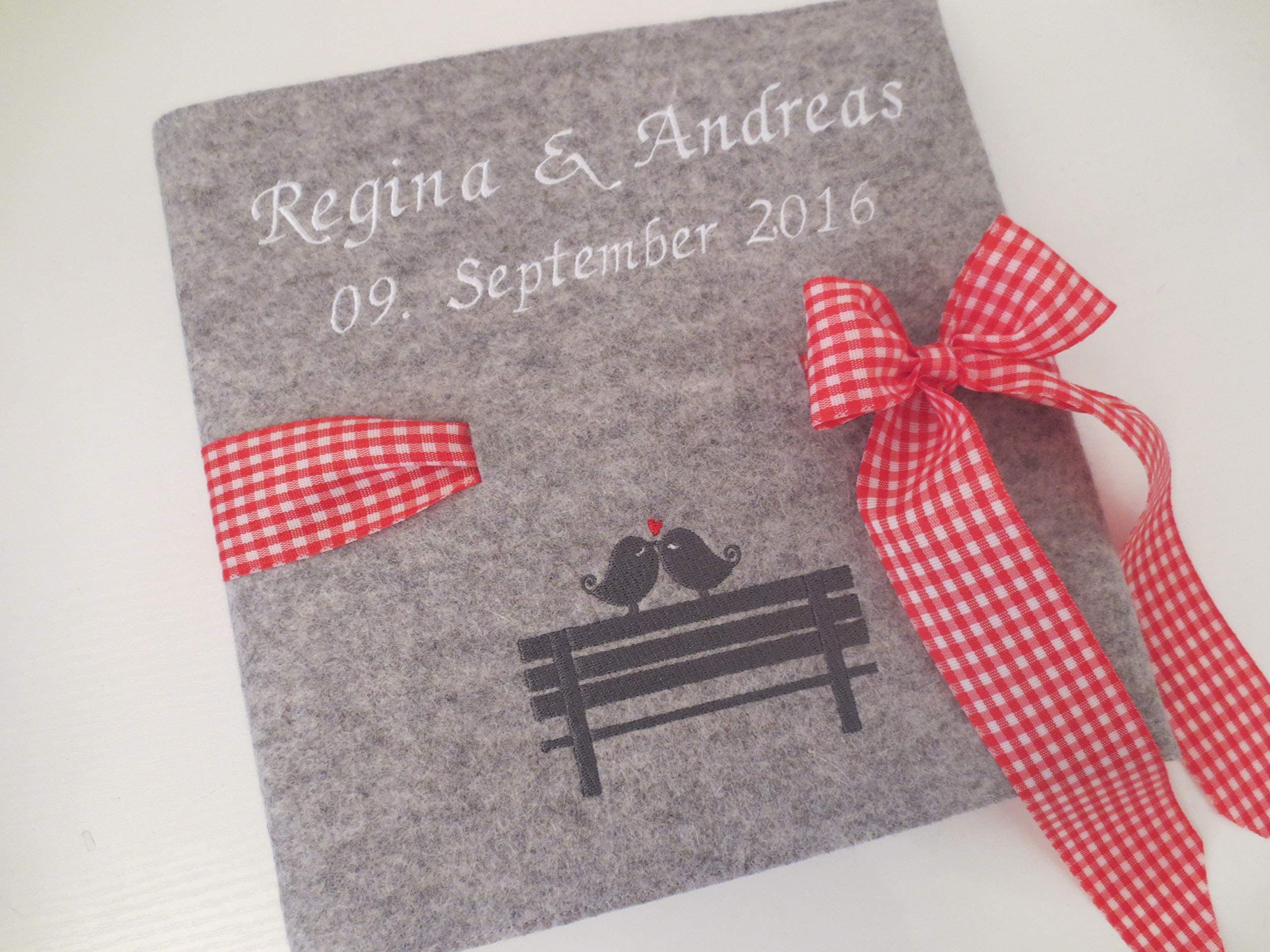 Fotoalbum Album Hochzeitsalbum Hochzeit Gästebuch Hochzeitsreise Geschenk Wollfilz Filz 26 cm x 25 cm
