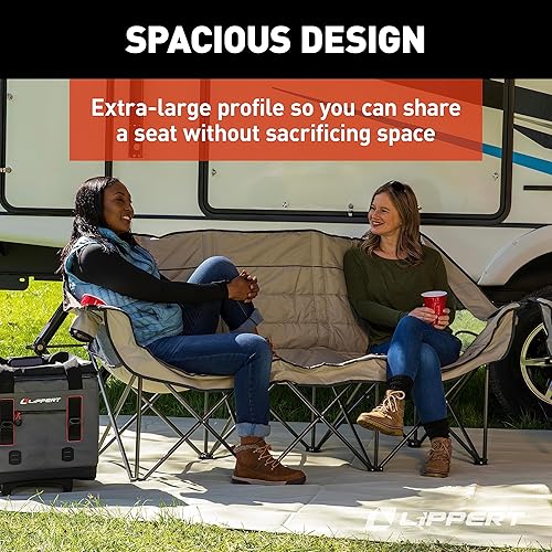 Miniatura 5 de Lippert Sofá plegable Campfire  Arena, alto loft, sofá plegable, soportes para tazas dobles, marco de acero recubierto de energía, tela de poliéster