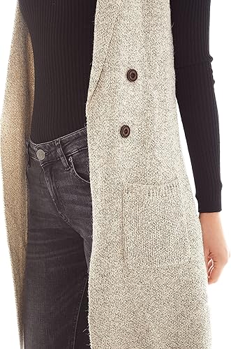 Miniatura 4 de Love Tree Chaleco largo sin mangas para mujer, cárdigan de punto con frente abierto