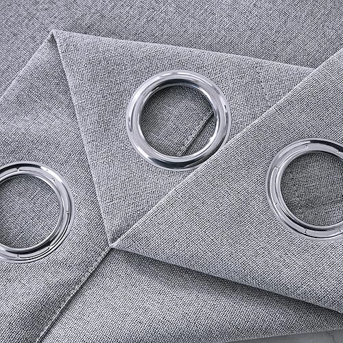 Miniatura 7 de INLINAS Cortinas opacas estilo lino, 100% bloqueo de luz, reducción de ruido y aislamiento térmico con ojales en la parte superior, paneles de