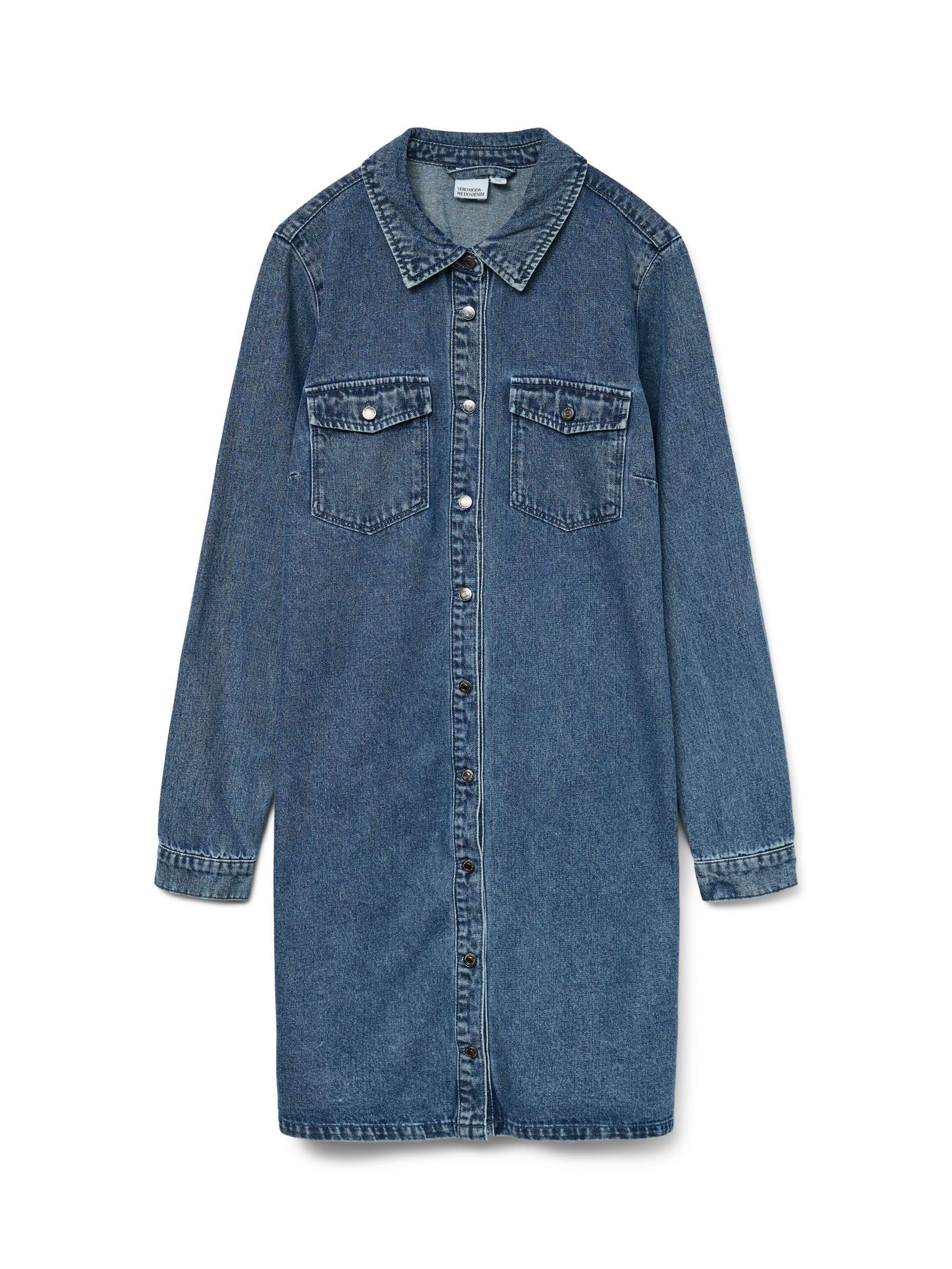 VERO MODA Female Denim Dress VMJENNIE Short Dress, Medium Blue (Medium Blue Denim), L