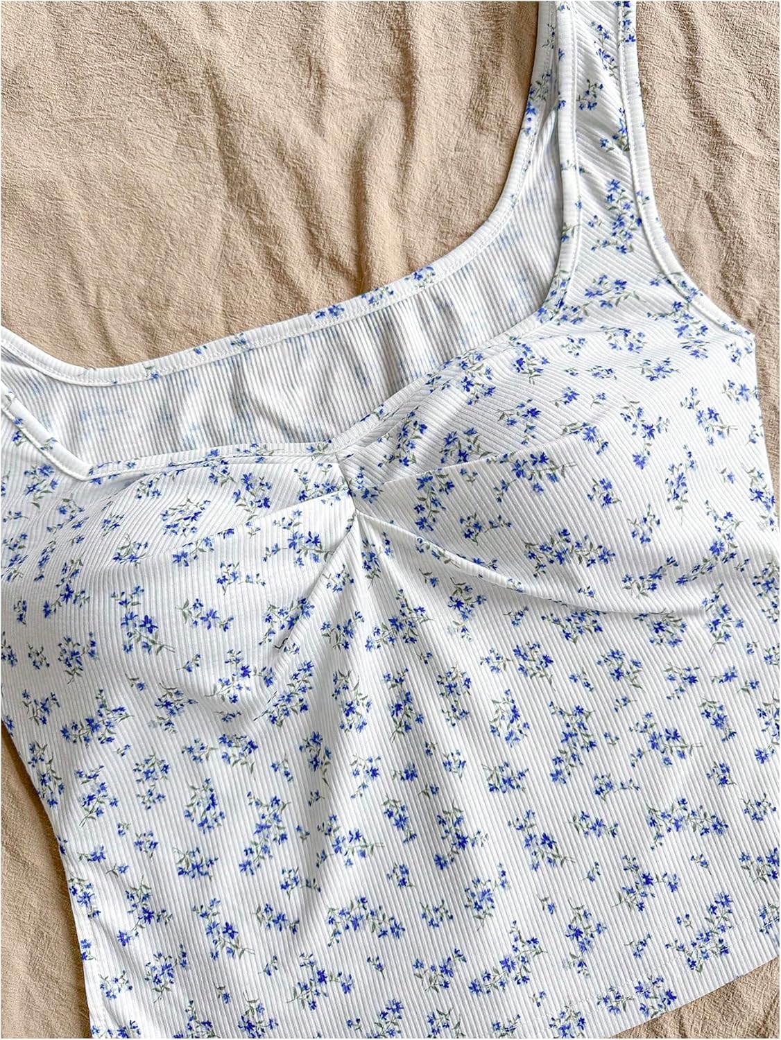 SOLY HUX Women's Floral Print Crop Tank Top Sleeveless Sweetheart Neck Split Side Summer Tops - Image 3