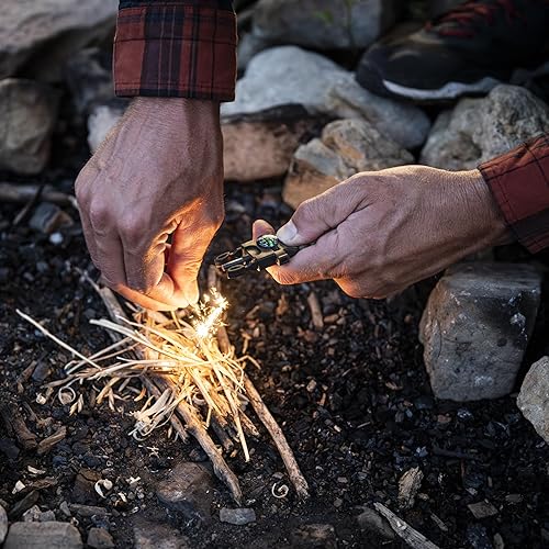 Miniatura 4 de SURVIVE Paracord Bracelet, Pack of 2, Emergency Survival Kit Fire Starter Compass Whistle 8.5-10 ft Continuous Strand Flint Steel Scraper 5 in 1