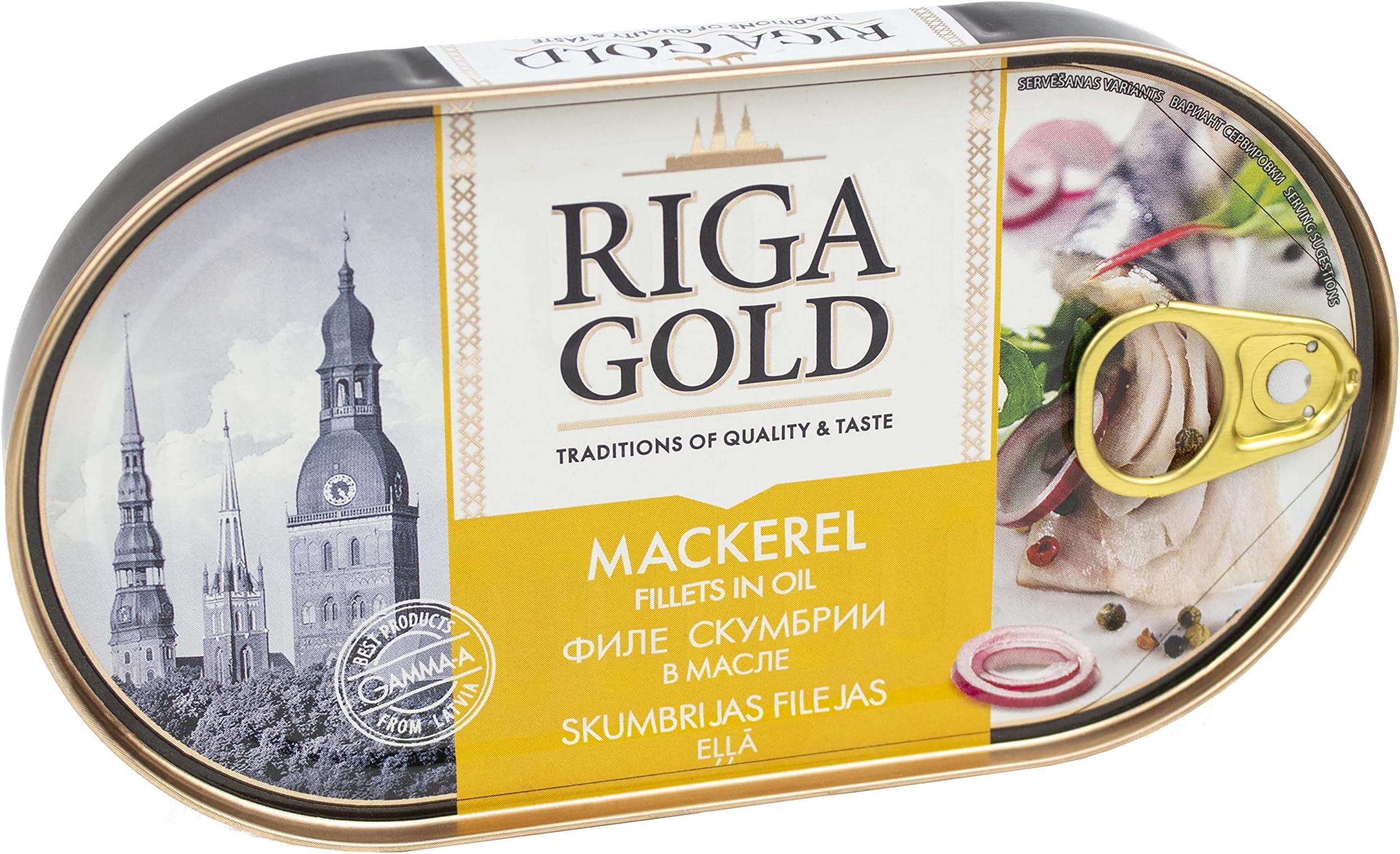 Riga Gold Mackerel Fillets in Oil Premium Baltic Seafood, 190 grams