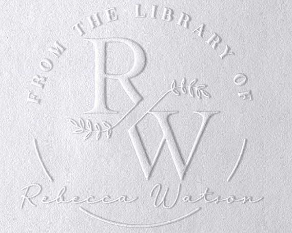 from The Library of | Ex Libris | Floral Book Stamp | Personalized Teacher Stamp | Custom Library Stamper | Monogram Self-Inking Wood Handle Embosser (Monogram 1)