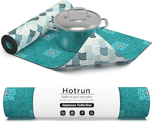 Miniatura 1 de Fennoma Hotrun - Salvamanteles 2 en 1 y asas decorativas para camino de mesa que calientan hasta 356 F, antideslizantes, impermeables y convenientes