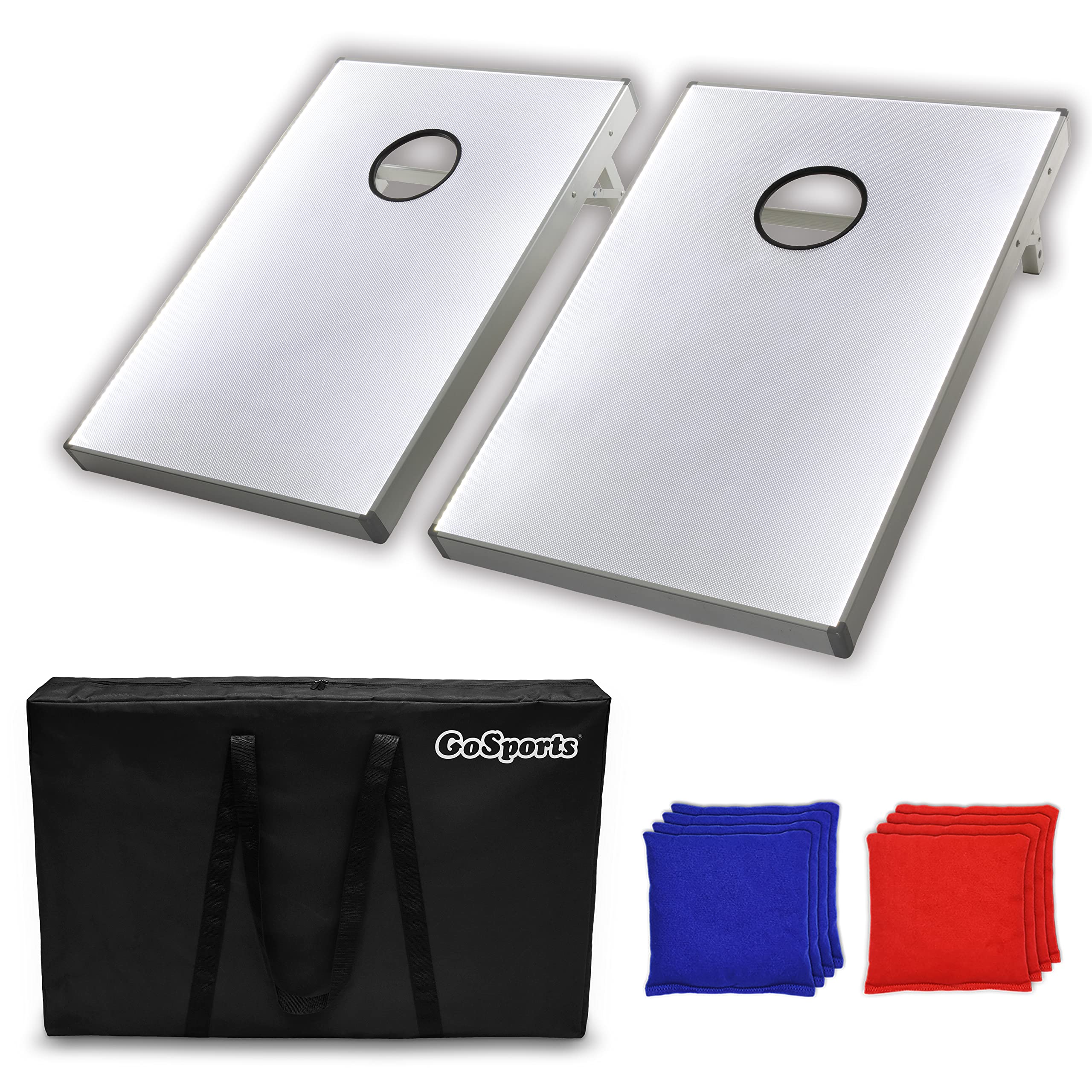 GoSports Tailgate Size 3 x 2 ft Cornhole Sets - Choose LED or Standard - Portable Set Includes 8 Bean Bags & Game Rules