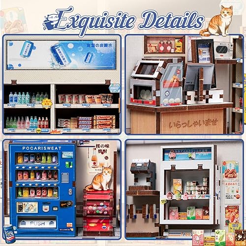 Miniatura 5 de CUTEBEE Kit de rincón de libros  Casa en miniatura para detectives japoneses, casa de muñecas para adultos, decoración de estantería de casa