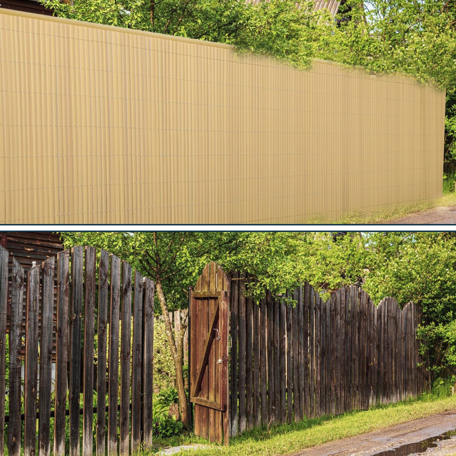Lospitch Canisse en PVC Brise Vue, Palissade en PVC extérieur avec Lattes renforcées, Tapis d'intimité en PVC pour Balcon, revêtement de Jardin e terrasse, résistant aux UV, Bambou, 160 x 600 cm