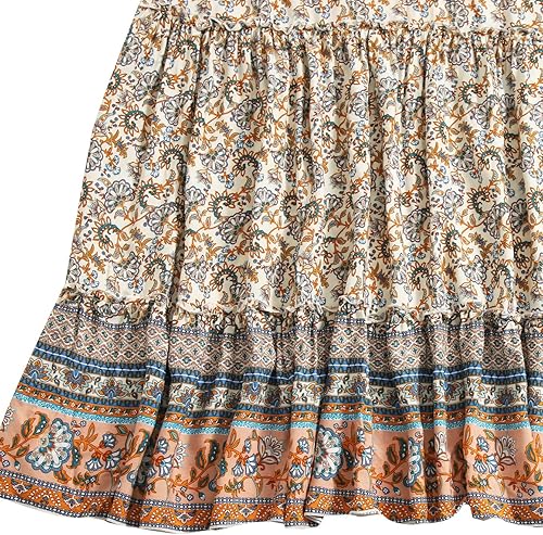 Miniatura 4 de Milumia - Faldas largas con estampado floral vintage que se ajustan en la cintura acampanadas y con estilo bohemio para mujer