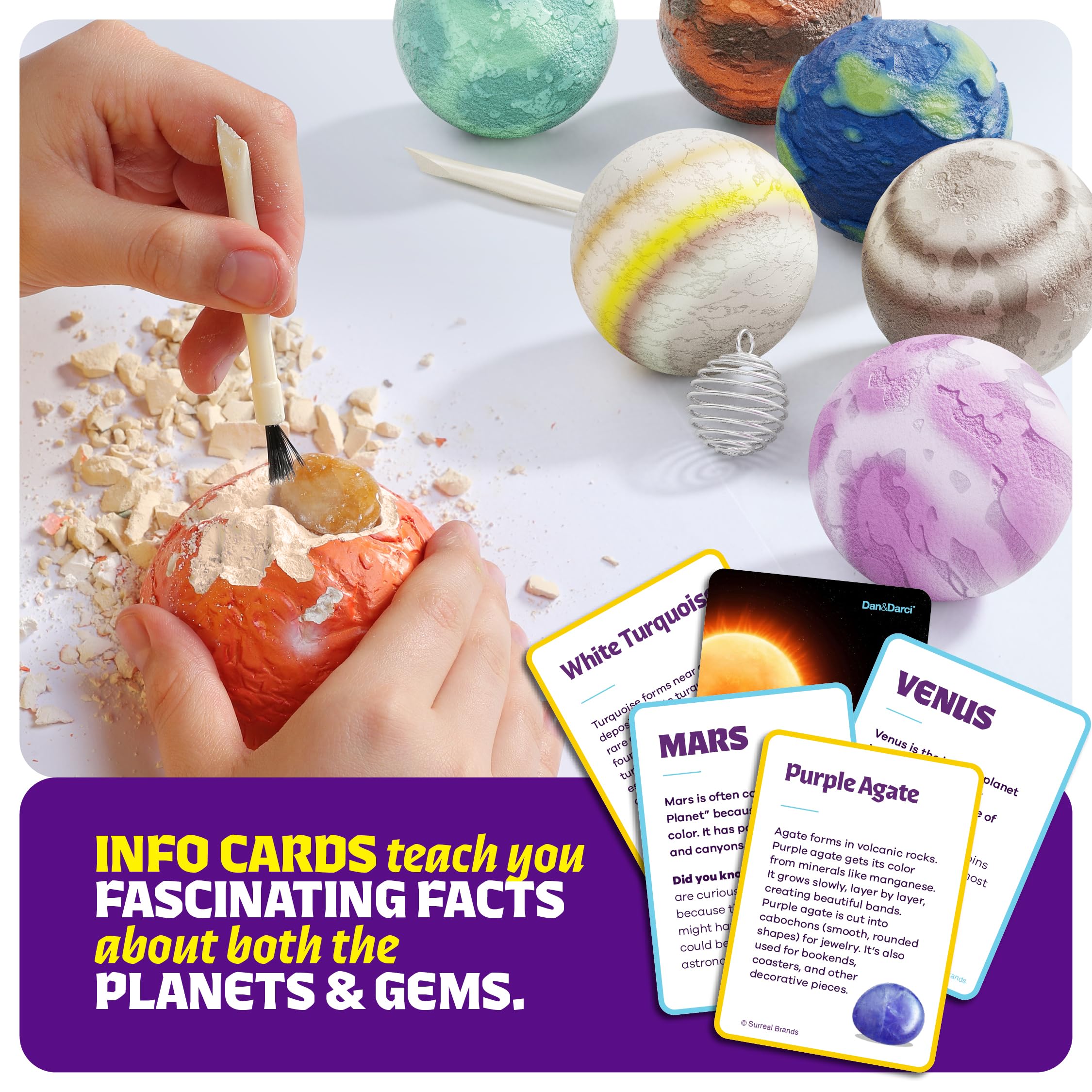 Dan&Darci Galaxy Gem Dig Kit für Kinder – Edelsteine Graben Science Kits für Kinder im Alter von 6–7, 6–8, 8–10 – Geschenke für 6, 7, 8, 9, 10, 11 Jahre alte Jungen und Mädchen